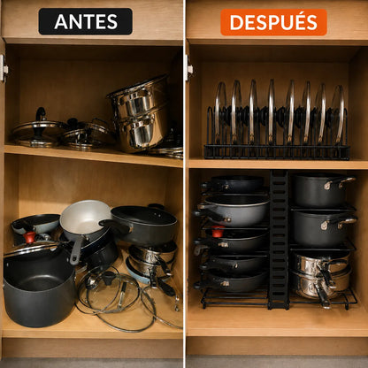 Organizador de ollas y sartenes ajustable