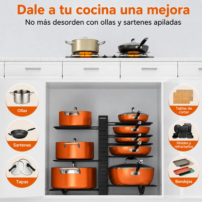 Organizador de ollas y sartenes ajustable