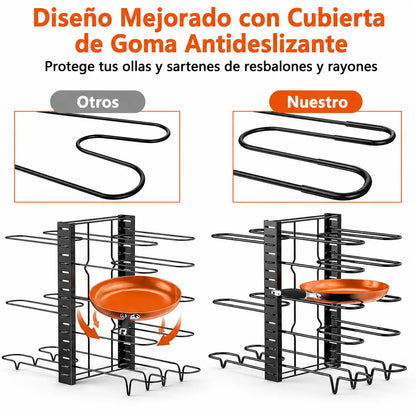 Organizador de ollas y sartenes ajustable