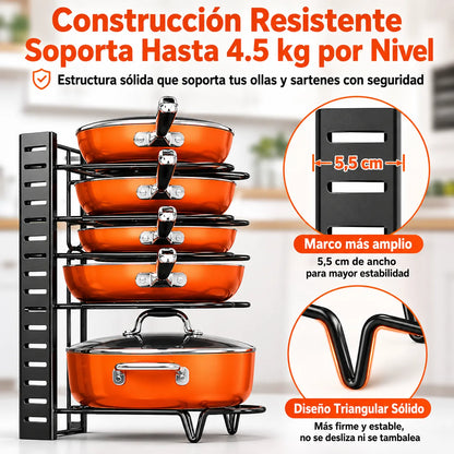 Organizador de ollas y sartenes ajustable