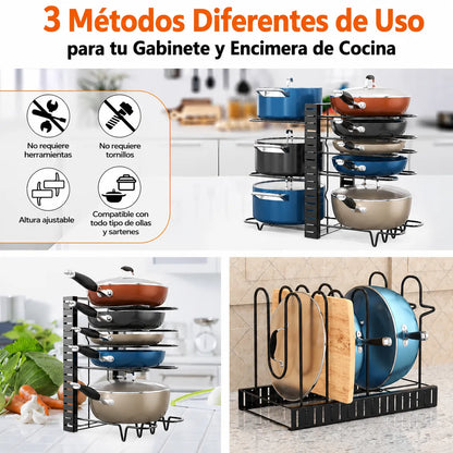 Organizador de ollas y sartenes ajustable