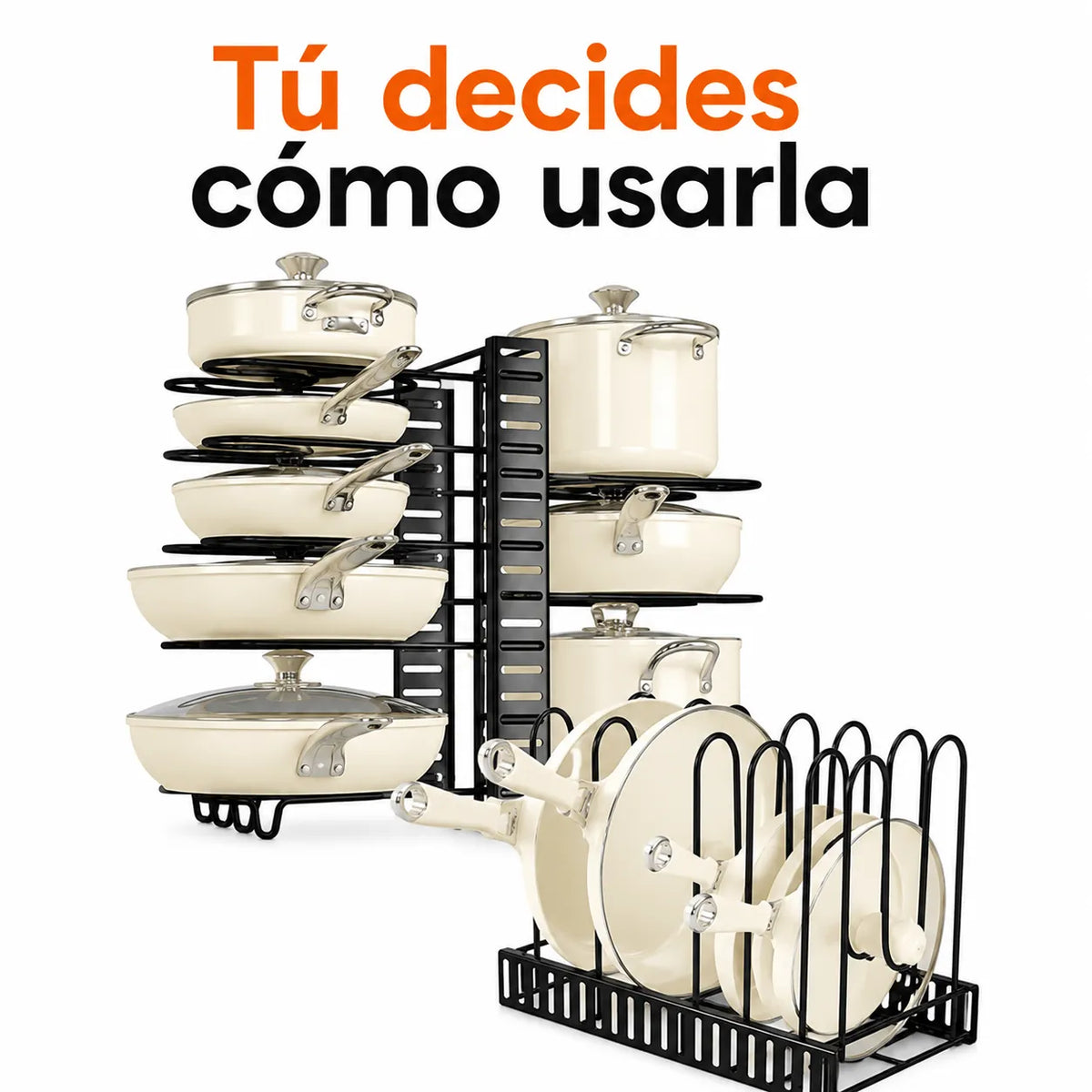Organizador de ollas y sartenes ajustable
