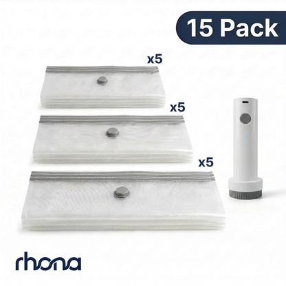 TravelVac Pro 15 pack flat lay with pump