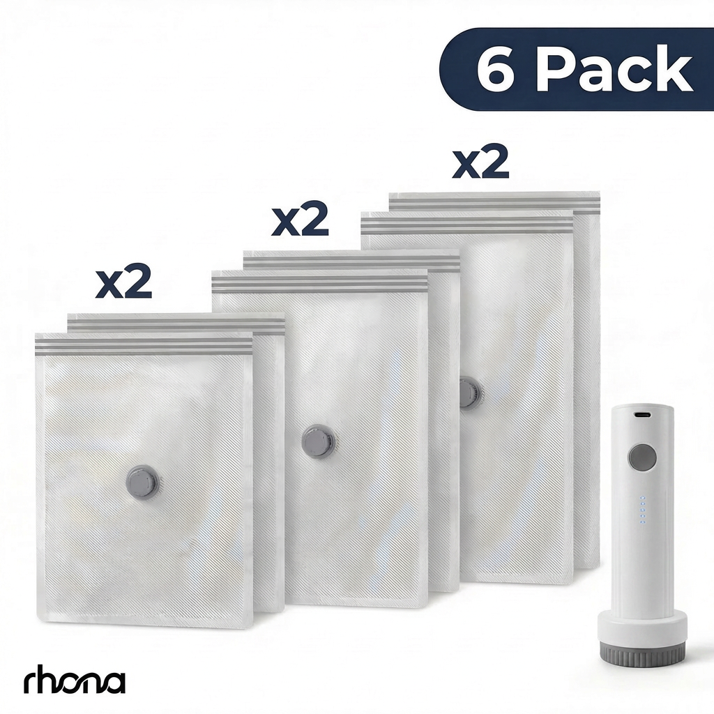 TravelVac Pro 6 pack flat lay with pump